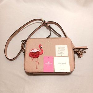 Kate Spade BY THE POOL Camera Bag FLAMINGO Crossbody Purse NEW WITH TAGS